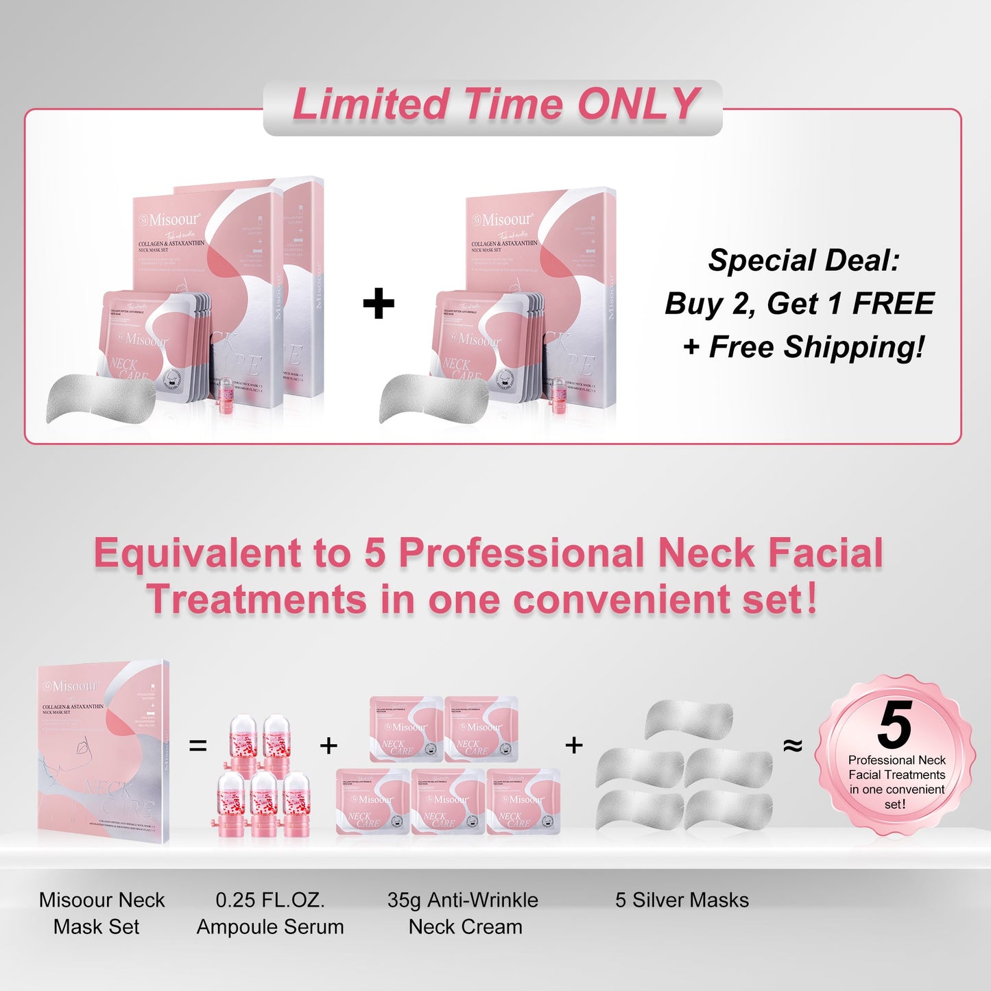 LS | Misoour Halsmasker Set: Collageen Peptide Anti-Rimpel Halsmasker