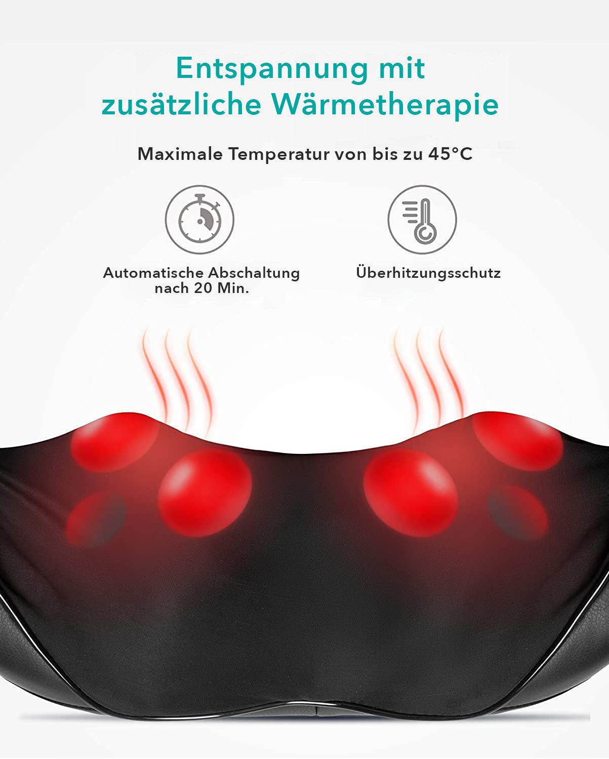 NAIPO Massagegerät Shiatsu, für Nacken Rücken Schulter, Infrarotwärme, kabelgebunden - Neustes Modell
