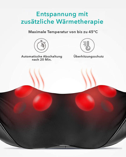 NAIPO Massagegerät Shiatsu, für Nacken Rücken Schulter, Infrarotwärme, kabelgebunden - Neustes Modell